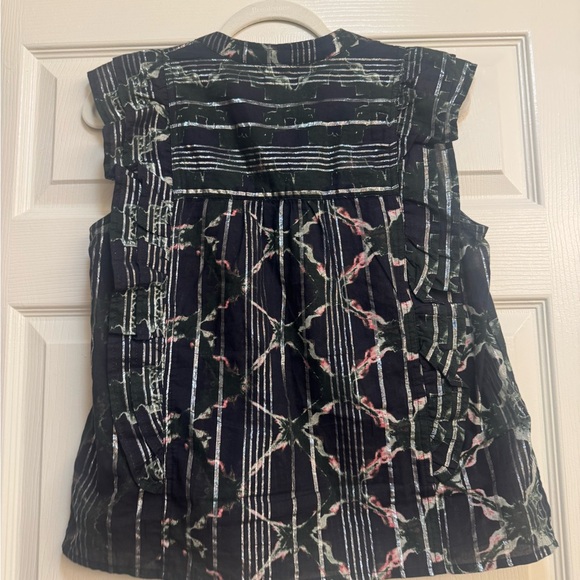 Anthropologie Pilcro Black Floral Motif w/ Silver metallic threading + Ruffles - Picture 11 of 15